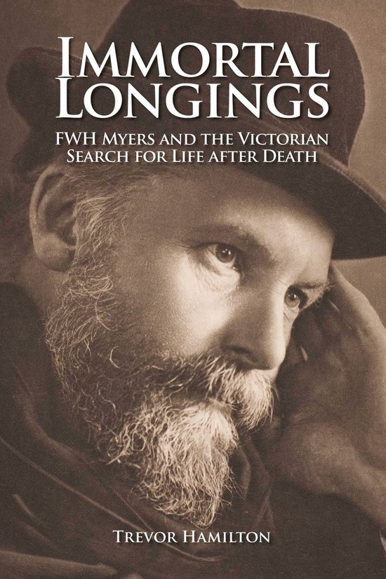 Boekomslag voor 'Immortal Longings' met een sepia foto van een man met een baard die zijn hand aan zijn hoofd houdt.