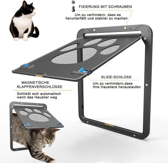 Vliegengaas huisdier klep met magneet - Kattendeur slot - Huisdier vliegenhordeur - Geschikt voor middelgrote en kleine honden en katten van Merkloos — afbeelding 5