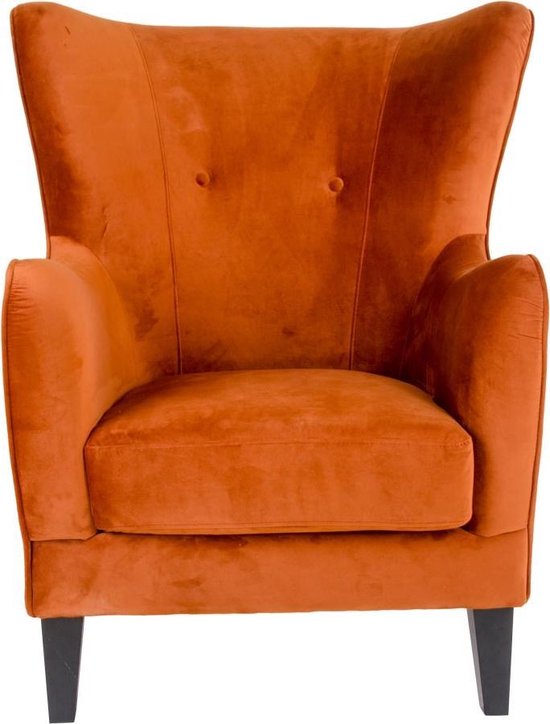Carl fauteuil in oranje velours. | bol.com