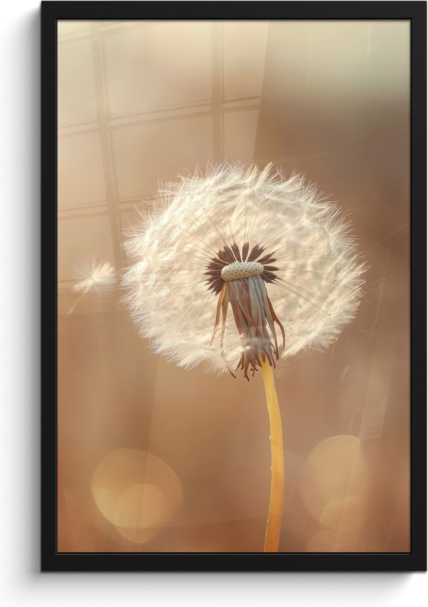 FrameYourWall Poster in lijst - Fotolijst 40x60 cm - Posters - Paardenbloem - Beige - Natuur - Bloem - Posterlijst zwart - Decoratie - Wanddecoratie woonkamer - Muurdecoratie slaapkamer