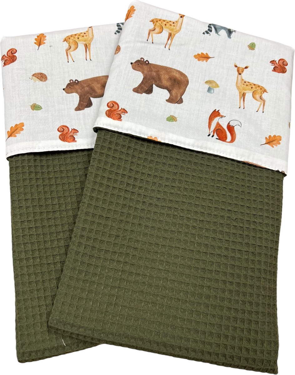 Baby deken kinderwagen deken wieg deken leger groen forest animal 60 x 90 cm