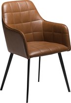 Embrace eetkamerstoel vintage lichtbruin PU kunstleer, zwarte poten.