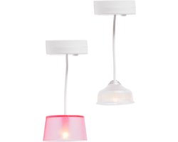 Lundby hanglampen set wit roze - poppenhuis verlichting accessoires.