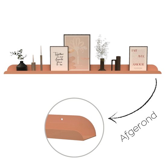 LIMA 120 - Blush | HOYA living - étagère murale étroite en acier 120cm (étagère photo - étagère en acier)