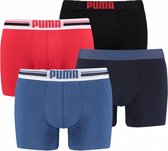 Puma Boxershorts Heren Place Logo Rood / Blauw  - 4-pack Puma boxershorts - Maat S
