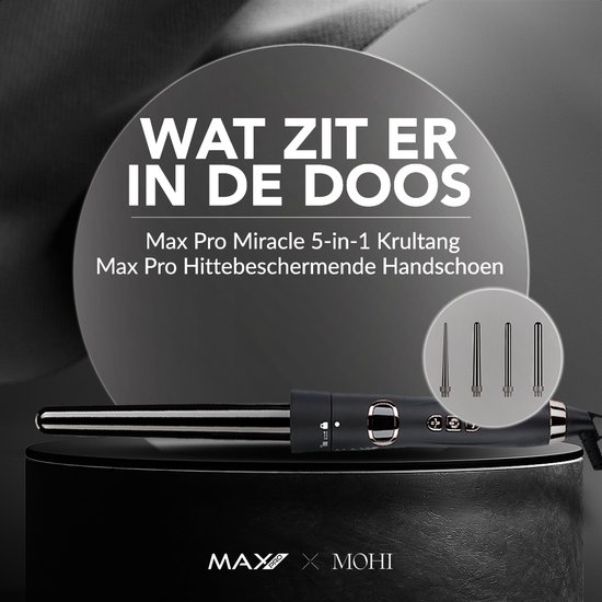 Max Pro Miracle 5 in 1 Krultang - Krultang set - Met Opzetstukken - Met Handschoen - Krultangset - Curling Iron - Krultangen