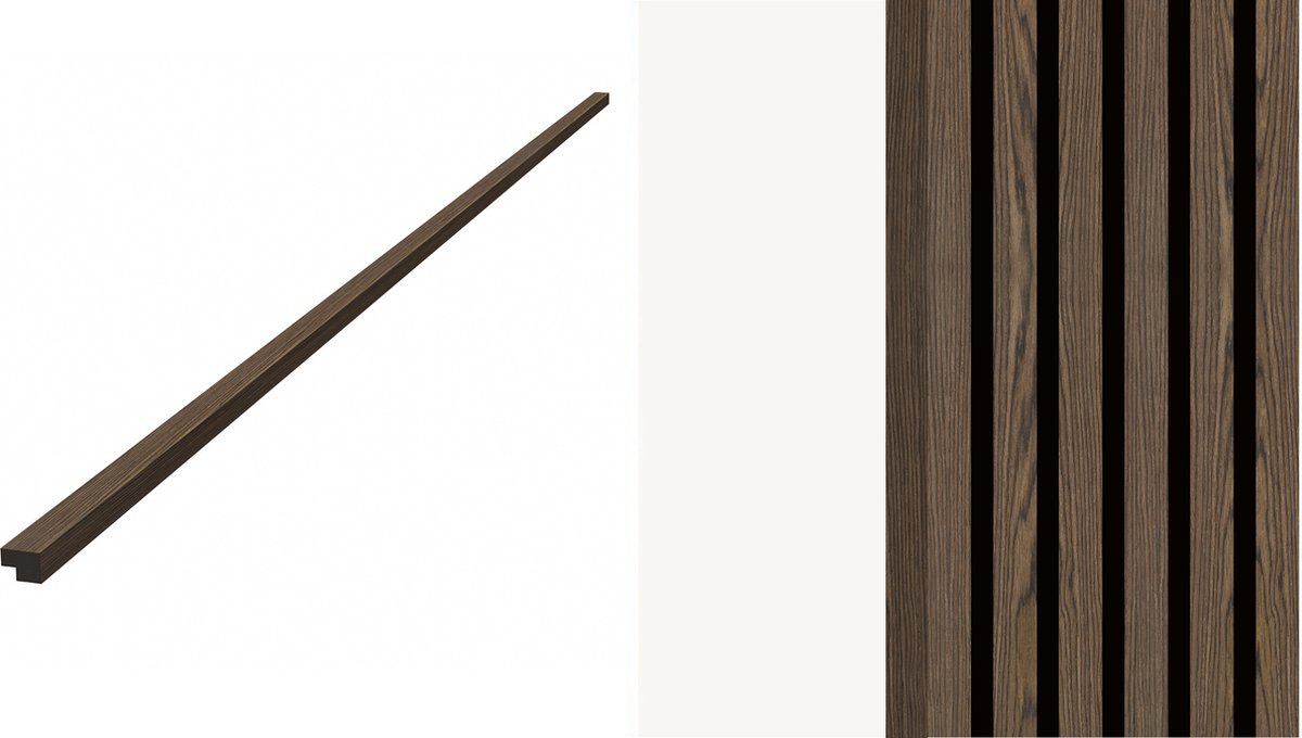 Akupaneldeal - Eindlat Smoked Walnut 260x27 - Akoestische wandpaneel - lattenwand – akupaneel gerookt walnoot
