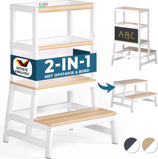 Spielwerk Leertoren - Vanaf 2 Jaar Met Bord Tot 100kg - Grenen Grijs