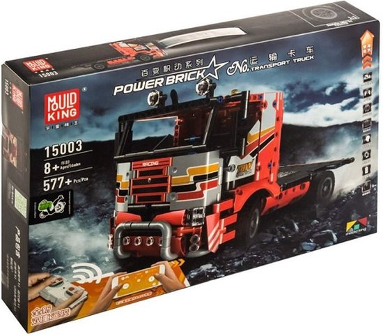 Mould King 15003 Racing Truck - Vrachtauto - Racen - Compatible met de bekende merken - Motoren, accu, afstandsbediening - DIY - 577 onderdelen - Mouldking