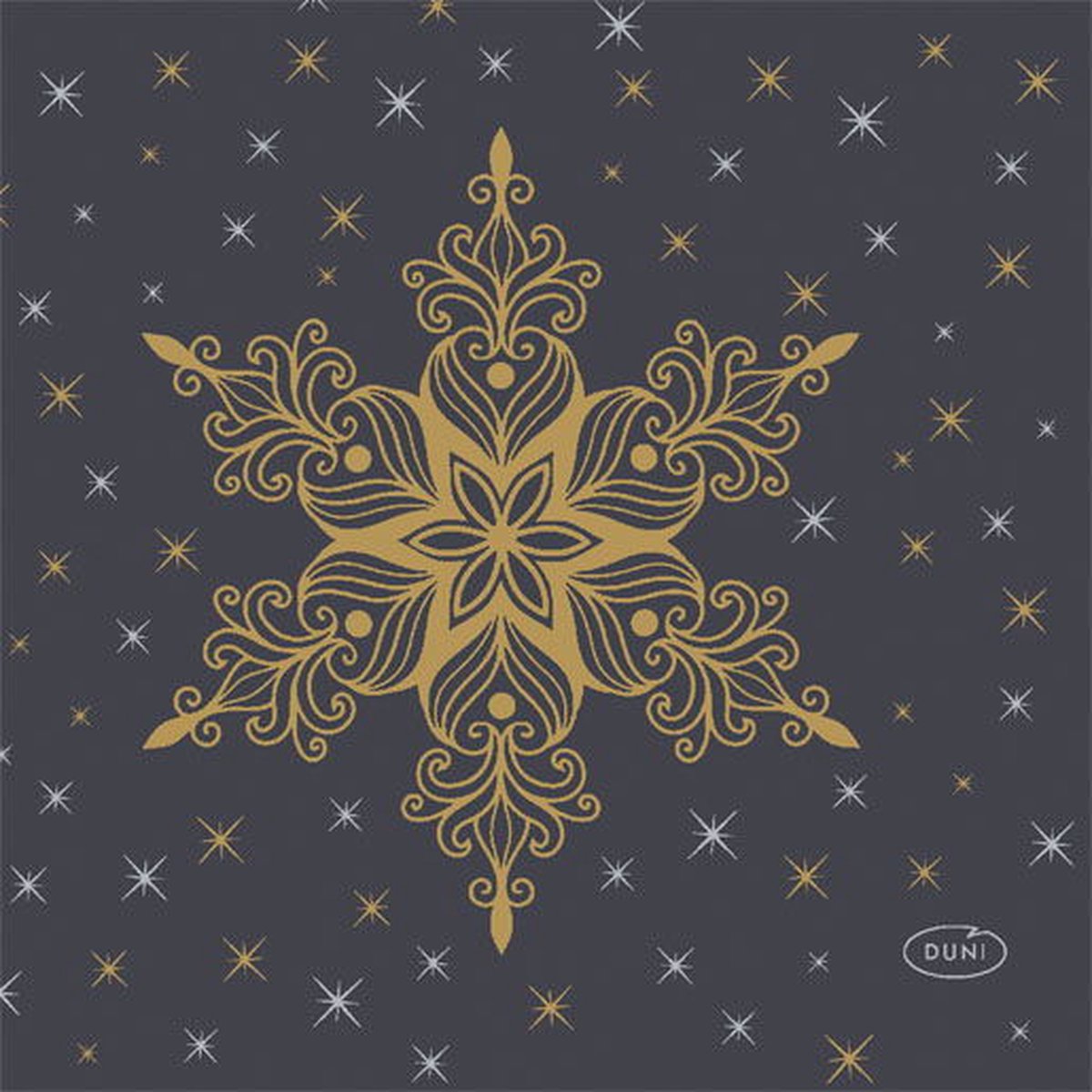 Duni - Servetten - Snowstars Black - 24 x 24 cm