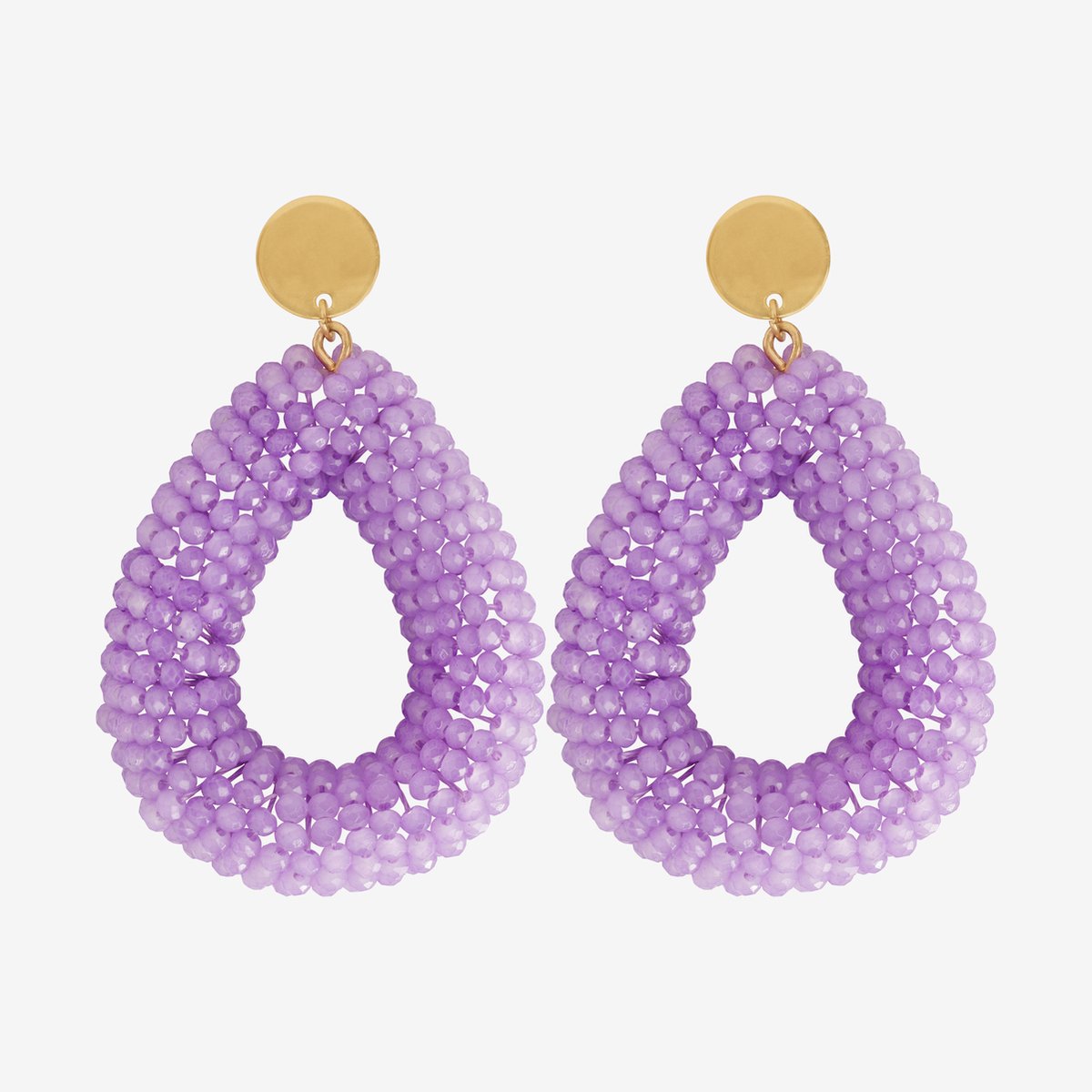 Eleganza Light Purple Beads Earrings Gold