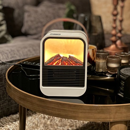 HB Elektrische Kachel - Verwarming voor Binnen - Sfeerhaard Elektrisch - Elektrische Haard - Keramische Kachel - Ventilatorkachel - Heater - Compact en Geruisloos - 1000W - Wit