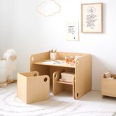 Petite Amélie Houten Activiteiten tafel met Twee Stoeltjes - Naturel – Speeltafel volgens Montessori-Principes – Kindvriendelijk, Stijlvol en Ruimtebesparend – Perfect voor Creatief en Veilig Spelen – Ellipse Collectie