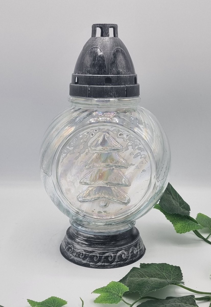 Herdenkingslicht - Kerstboom - Bol - Zilver - Kerst - Grafkaars – Graflicht – Graflantaarn – Grafdecoratie - Windlicht