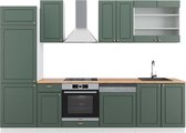 Vicco Fame- Line Meuble de cuisine complet – 300 cm, WB Chêne Vert- Or Maison de campagne/ Wit , WB Chêne