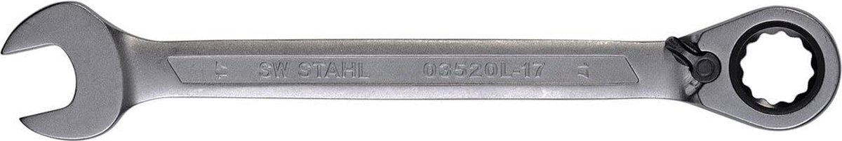 SW-Stahl 03520L-17 ringratelsleutel 17 mm met schakelhendel voor rechts- en linksdraaiend I 72 tanden I steeksleutel met ringratel I ringratel steeksleutel SW 17