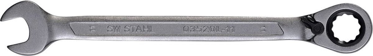 SW-Stahl 03520L-11 Ringratelsleutel 11 mm met schakelhendel voor rechts- en linksdraaiend I 72 tanden I Steeksleutel met ringratel I Ringratel-steeksleutel SW 11