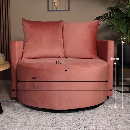 Fauteuil causeuse velours vieux rose fauteuil pivotant