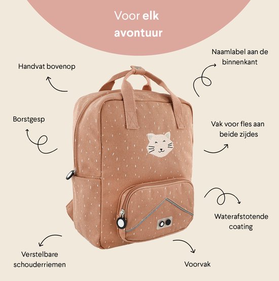Overzicht van roze kindertassen met verschillende dierenprints, waaronder de kattenrugzak.