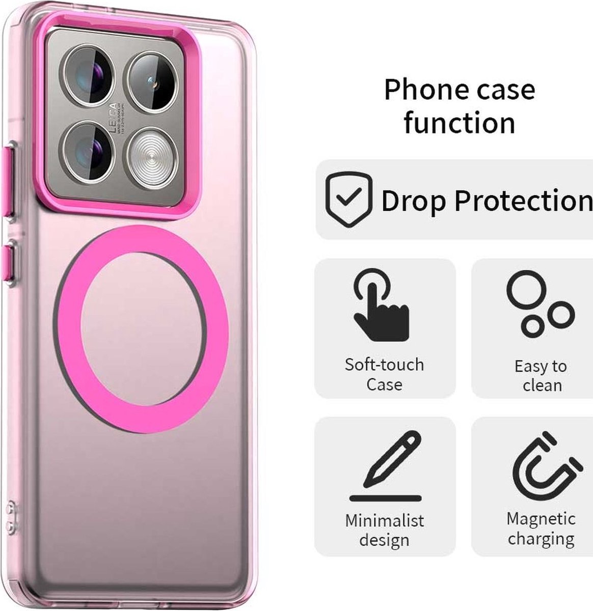 Mobigear Hoesje geschikt voor Xiaomi 14T Pro MagSafe Telefoonhoesje Hardcase | Mobigear Shockproof Backcover | Geschikt voor MagSafe | Geschikt voor Draadloos Opladen met Magnetische Ring | MagSafe Case - Rood