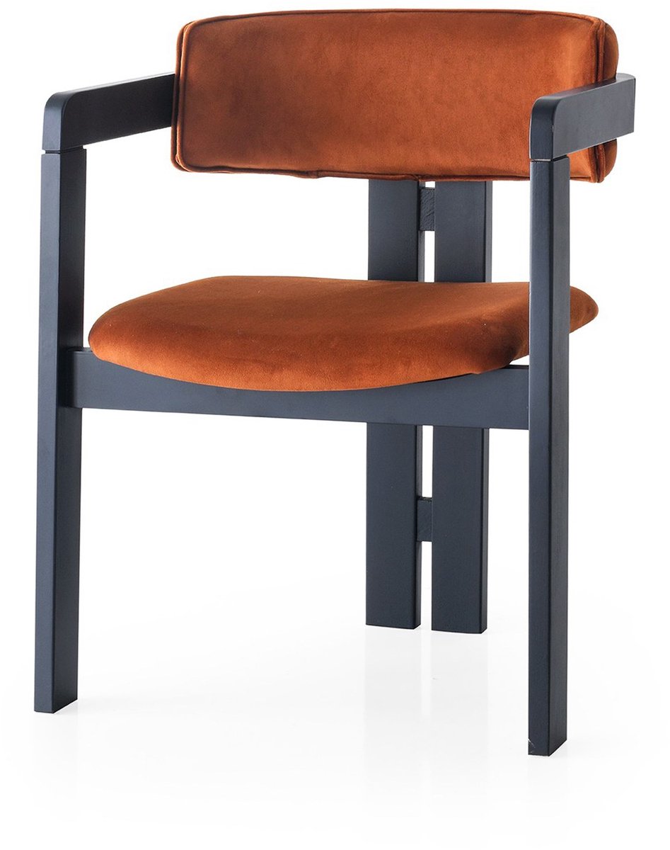 Stijlvolle Stoel Woody Fashion | 100% Houten Frame | Oranje-Zwart - Asir Group - Eetkamerstoel - Zwart; Oranje - Multiplex; Spaanplaat