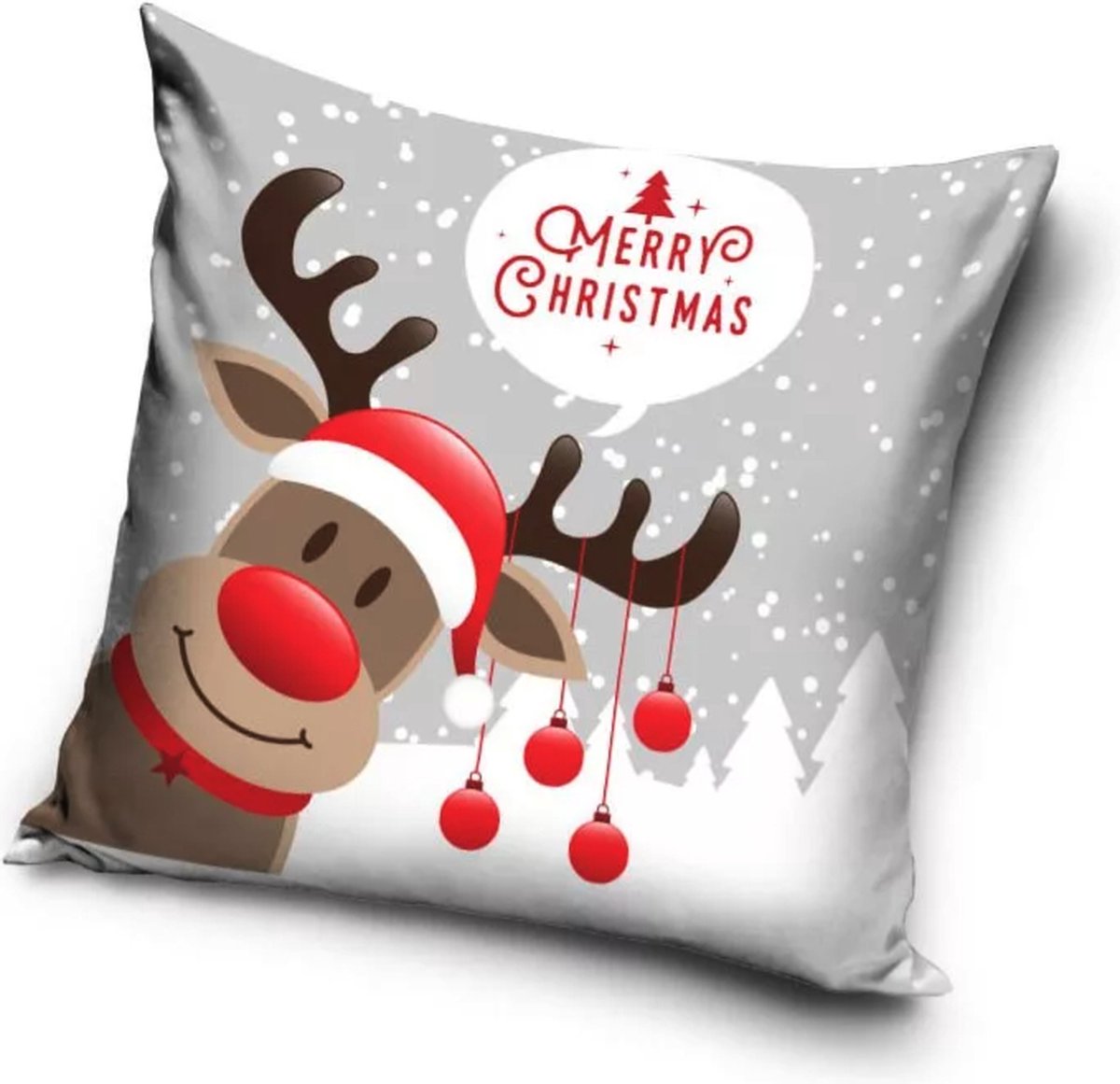 Kerst sierkussen-hoes rendier Merry Christmas ( zonder vulling)