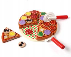 foto van Teedz - Kinder pizza - Houtenpizza - 27 stukken - Educatief - Cadeau - Speelset