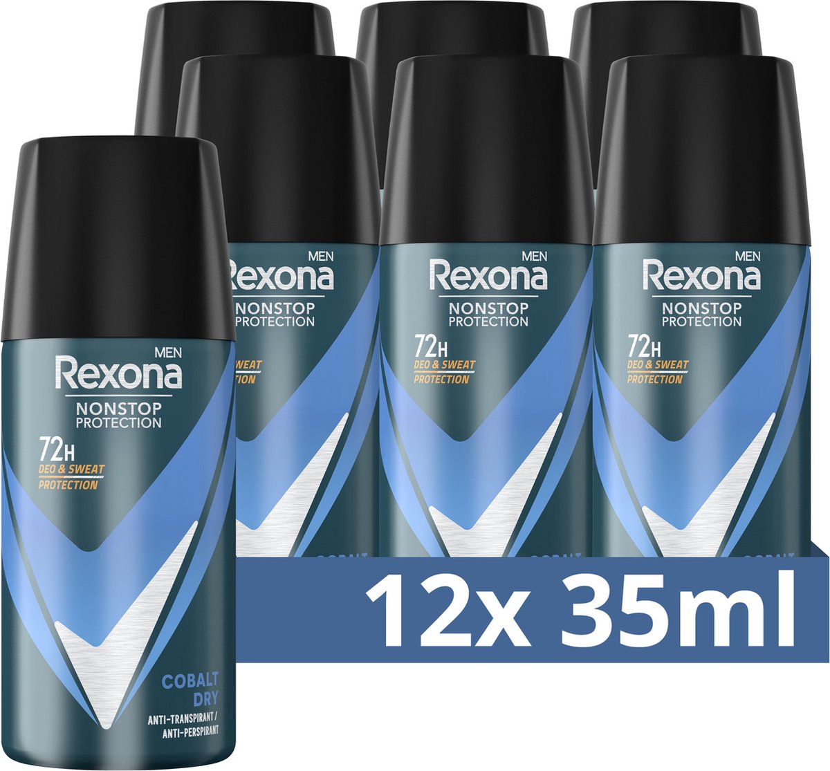Goedkoopste Rexona Men Advanced Protection Anti-Transpirant Deodorant Spray - Cobalt Dry - met Body Heat Activated Technologie - 12 x 35 ml