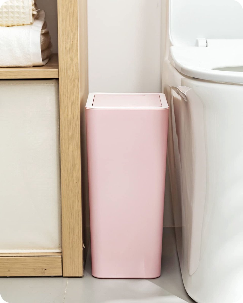 La'Moussawi ® Compacte en Stijlvolle Afvalemmer met Poush Deksel voor Keuken en Badkamer