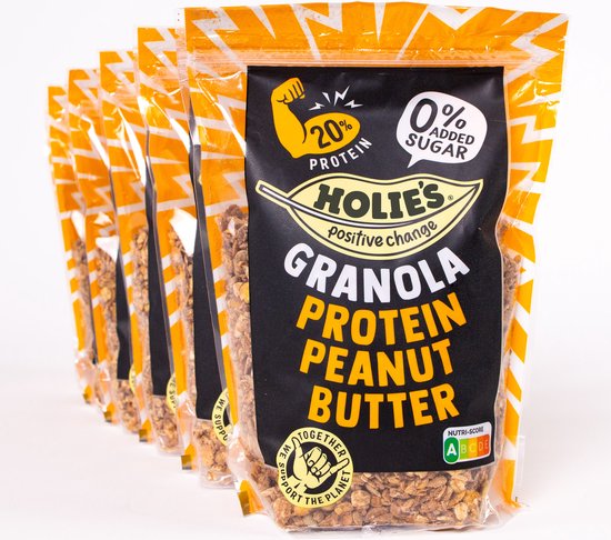 Holie's Granola Protein Peanut Butter - suikervrij eiwitrijk ontbijtgranen - 6x 350gr