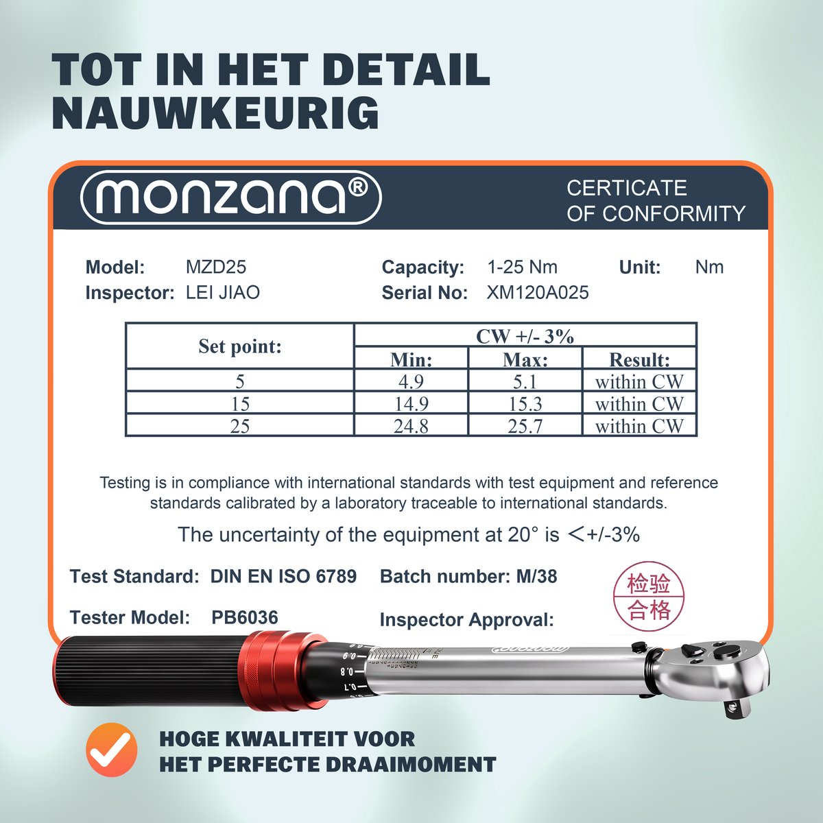 monzana Drehmomentschlüssel Monzana (18 St), 1/4 1-25 NM ±3