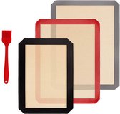 Eco-vriendelijke Siliconen Bakmat Set - 4-delige Ovenmat en Deegmat met Bakkwast - Vaatwasserbestendig, Hittebestendig en BPA-vrij - Geschikt voor Bakken, Koken en Kneden