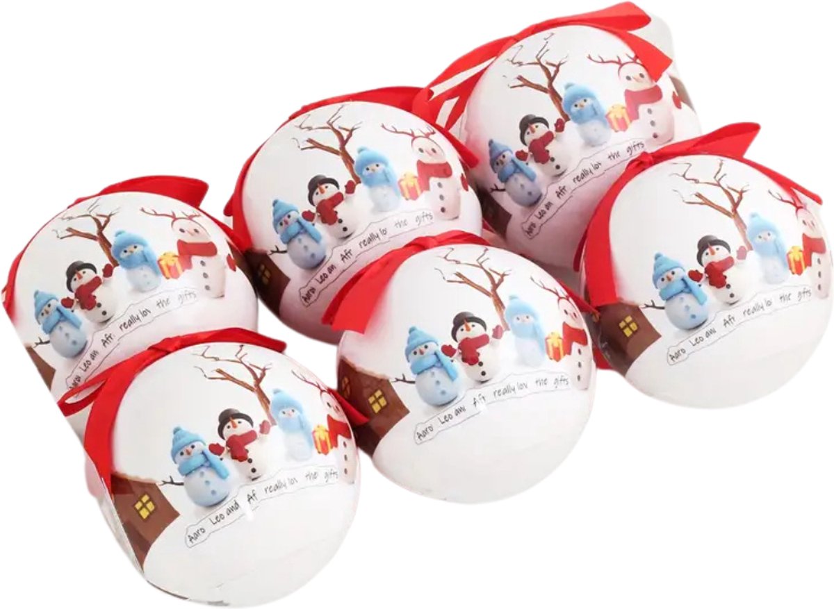 Livano Kerstballen - Kerstversiering - Plastic - Kerstballenset - Stijl 3- 8 cm - 6 stuks