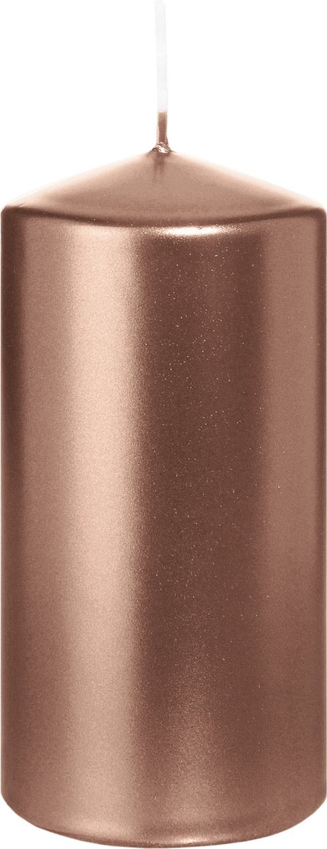 Wiedemann Cilinderkaars/stompkaars - metallic roségoud - 12 x 6 cm - 33 branduren - zuilkaarsen