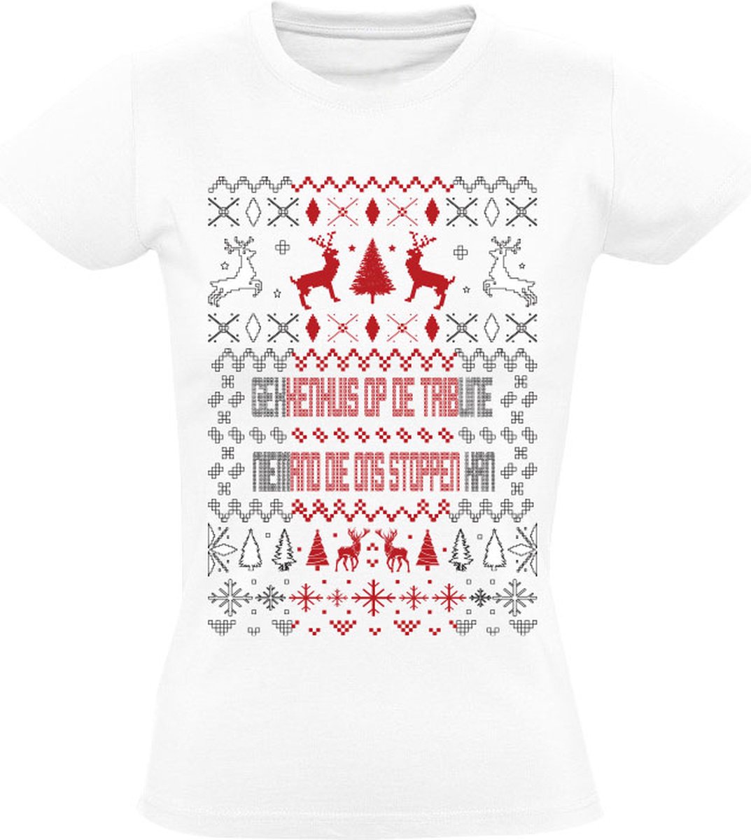 Gekkenhuis Op De Tribune Dames Kerst T-shirt - amsterdam - fans - sfeer - voetbal - club - kersttrui - foute kersttrui - 020 - cadeau - shirt