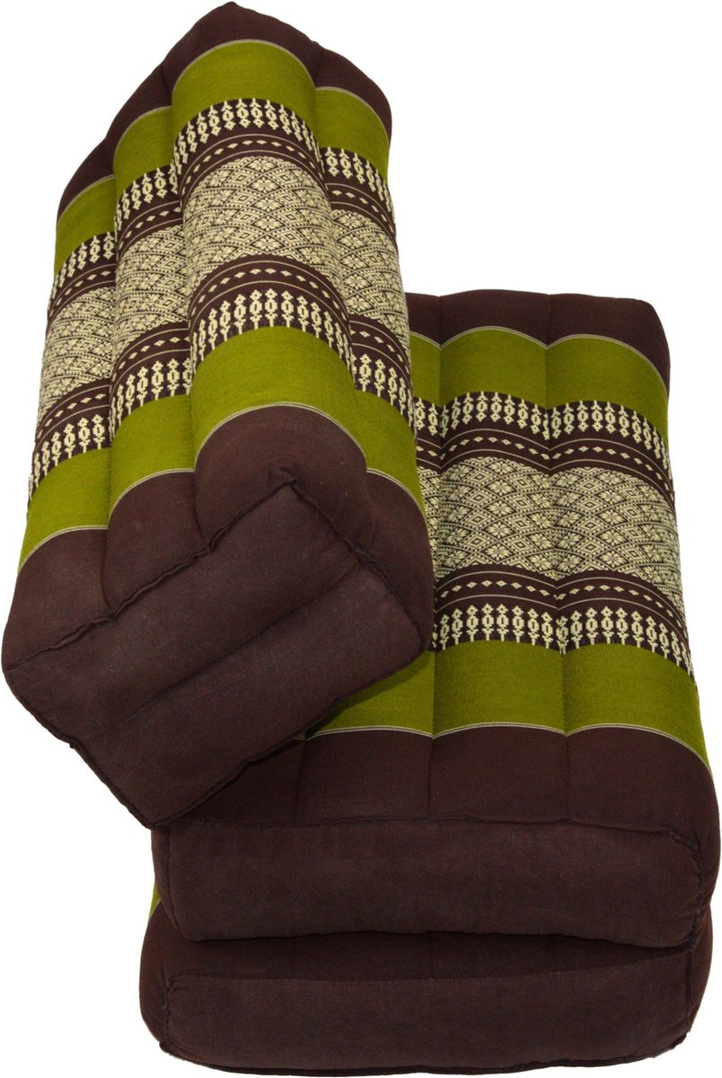Fine Asianliving Thais Kussen Meditatie Mat Yoga Blok Uitklapbaar 50x75x12cm Kapok Groen Meditatie Mat Matras