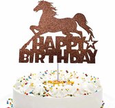 Paarden taart topper van bruin glitter karton bruin - paard - horse - taart - topper - bakken - verjaardag - manege - paardrijden