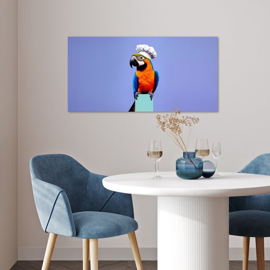 Poster 80x40 cm - Papegaai - Koksmuts - Vogel - Leuk - Posters - Wanddecoratie keuken - Muurdecoratie woonkamer - Decoratieve accessoires - Kamer muur decoratie