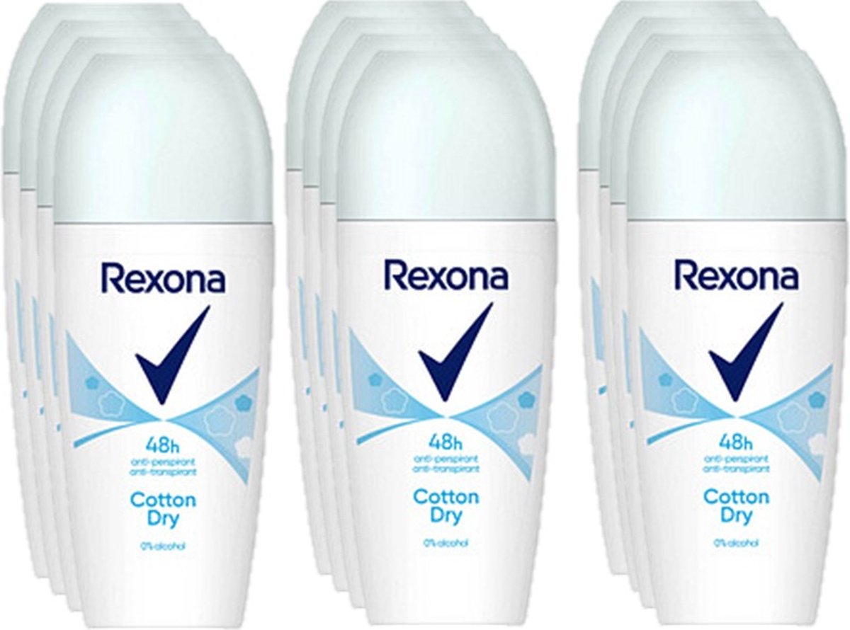 Goedkoopste Rexona Deo Roller 48H Cotton Dry - JUMBOPAK 12 x 50 ml