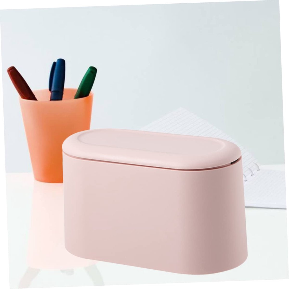 Goedkoopste Mini Desktop Prullenbakken met Deksel – Praktische Afvalbakken voor Thuis of Bureau, Perfecte Gift - Roze