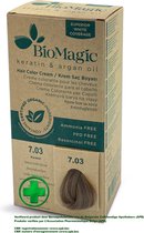 Natuurlijke Biologische haarverf, verrijkt met Keratine en Arganolie, zonder Ammoniak, PPD en Resorcinol- NATUURLIJK GOUDBLOND 7/03 - Je haar kleuren en verzorgen in één met BioMagic permanente haarverf! - Organic - Dierproefvrij - 100% Grijsdekkend