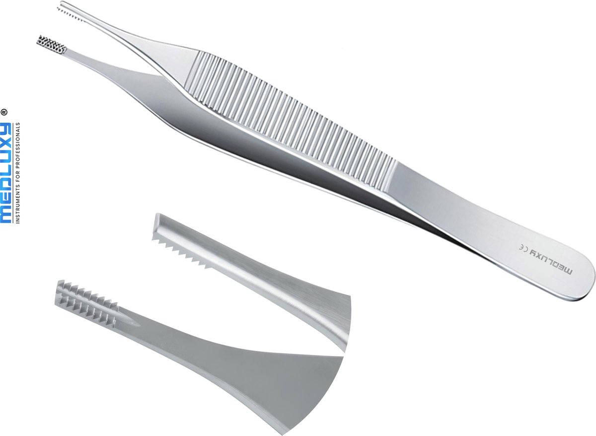 Goedkoopste Medluxy - Pincet Adson Brown - 9x9 Tanden - 12 cm - EHBO Verpleegkunde Hechtpincet Weefsel Pincet Tissue Forcep Pince Burcelles