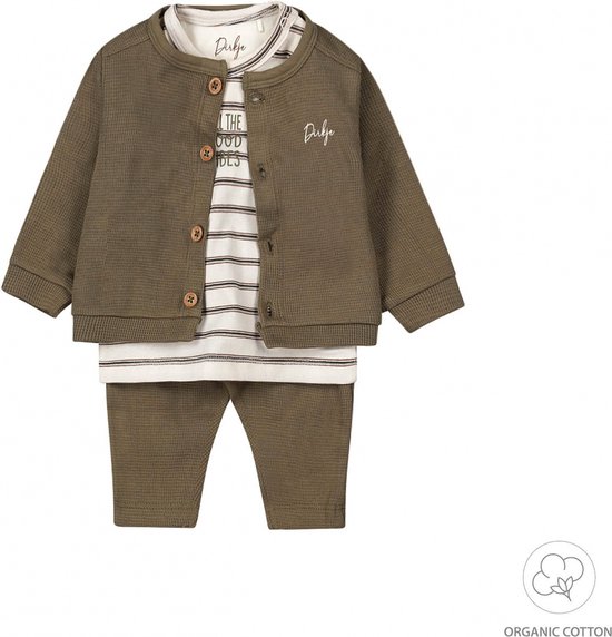 Dirkje - NOOS BOYS - Kledingset - 3delig - Vest - Broek - Shirt - Faded Green - Maat 56 — afbeelding 2