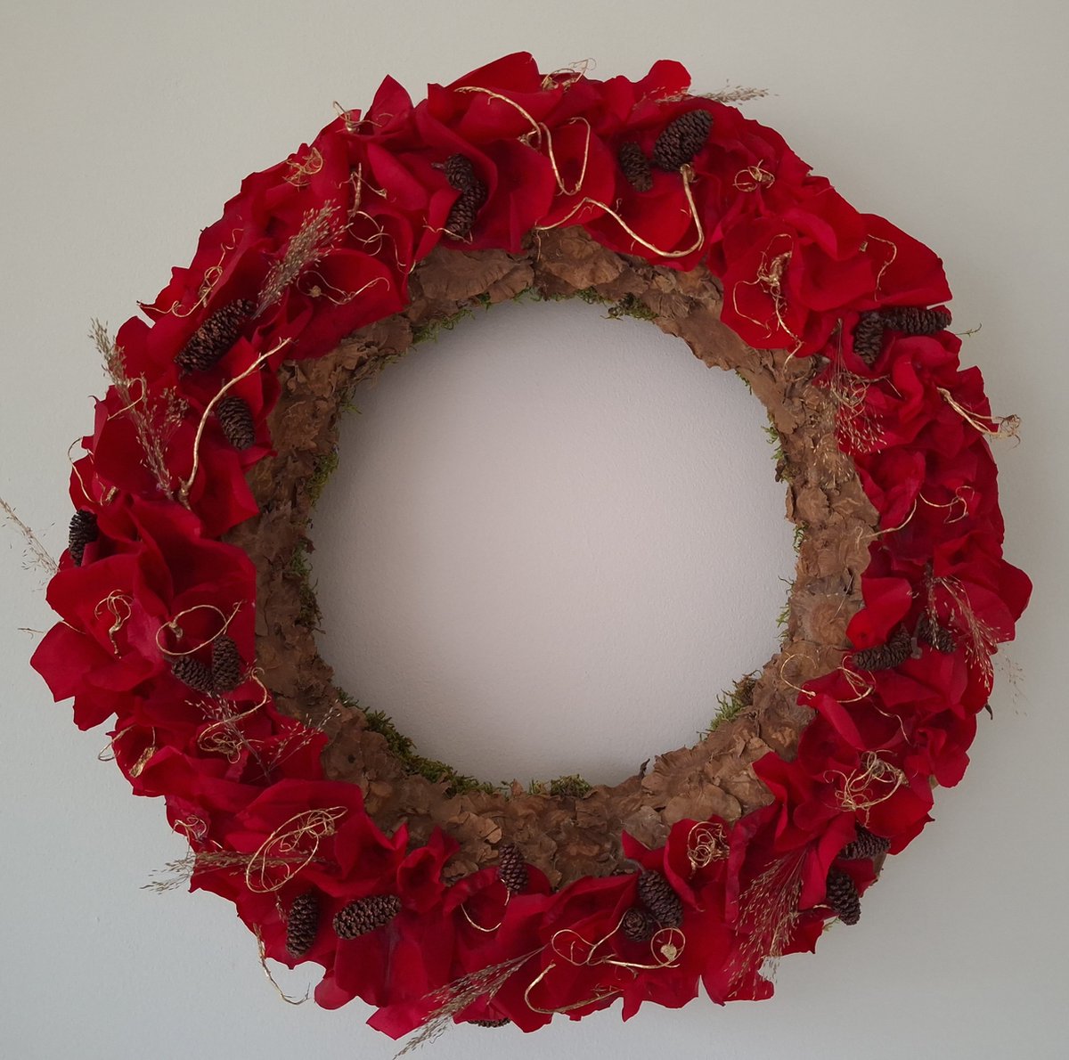 DIY Hobbypakket Krans - rozenblaadjes-45cm-natuurlijke materialen-rood