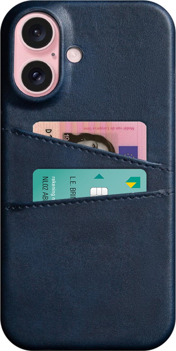 Peachy Duo Cardslot Wallet vegan leather hoesje geschikt voor iPhone 16 Plus - blauw