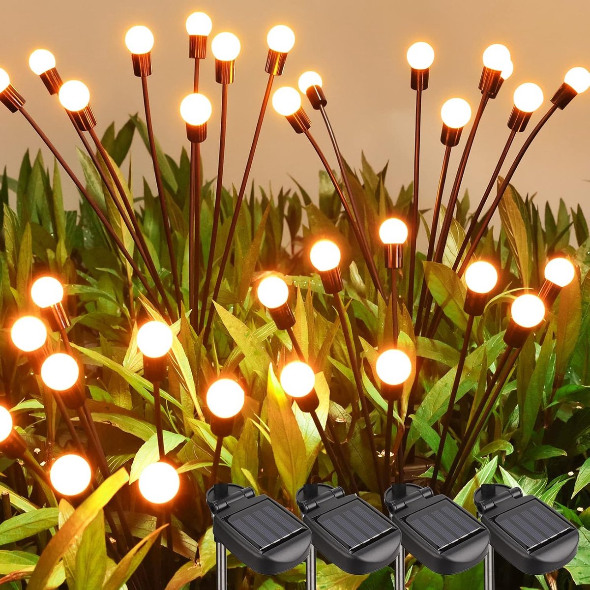 4 stuks zonnelampen vuurvliegen - 32 leds - voor buiten - zonnelampen voor tuin - IP65 - waterdicht - Firefly - energielamp - voor oprit - terras - tuin - balkon - terras - loopbrug - decoratie