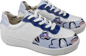 GOBY Blauw Patroon Sneakers - Schoenen – Handgemaakt – Premium Kwaliteit – Maat 37