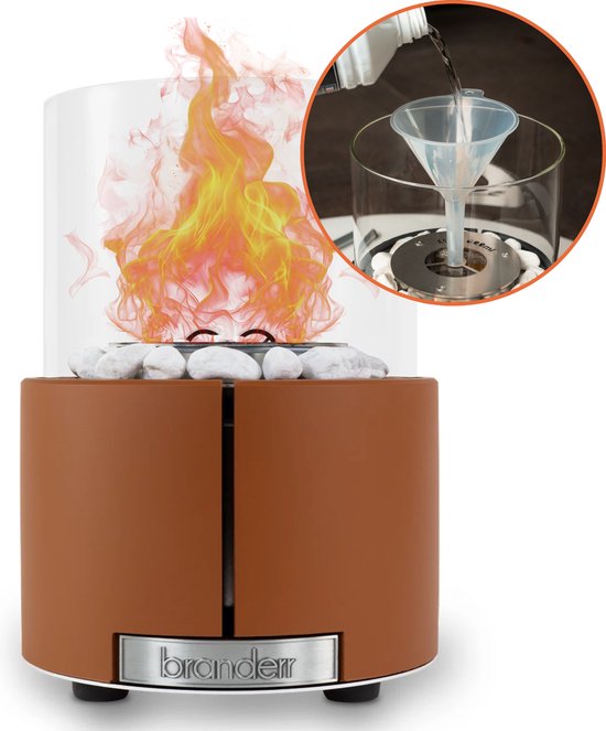 Branderr Tafelhaard Bio ethanol - Terracotta - voor Binnen & Buiten - Sfeerhaard - Gemaakt in Nederland - 3 uur Brandtijd - 600 ML inhoud