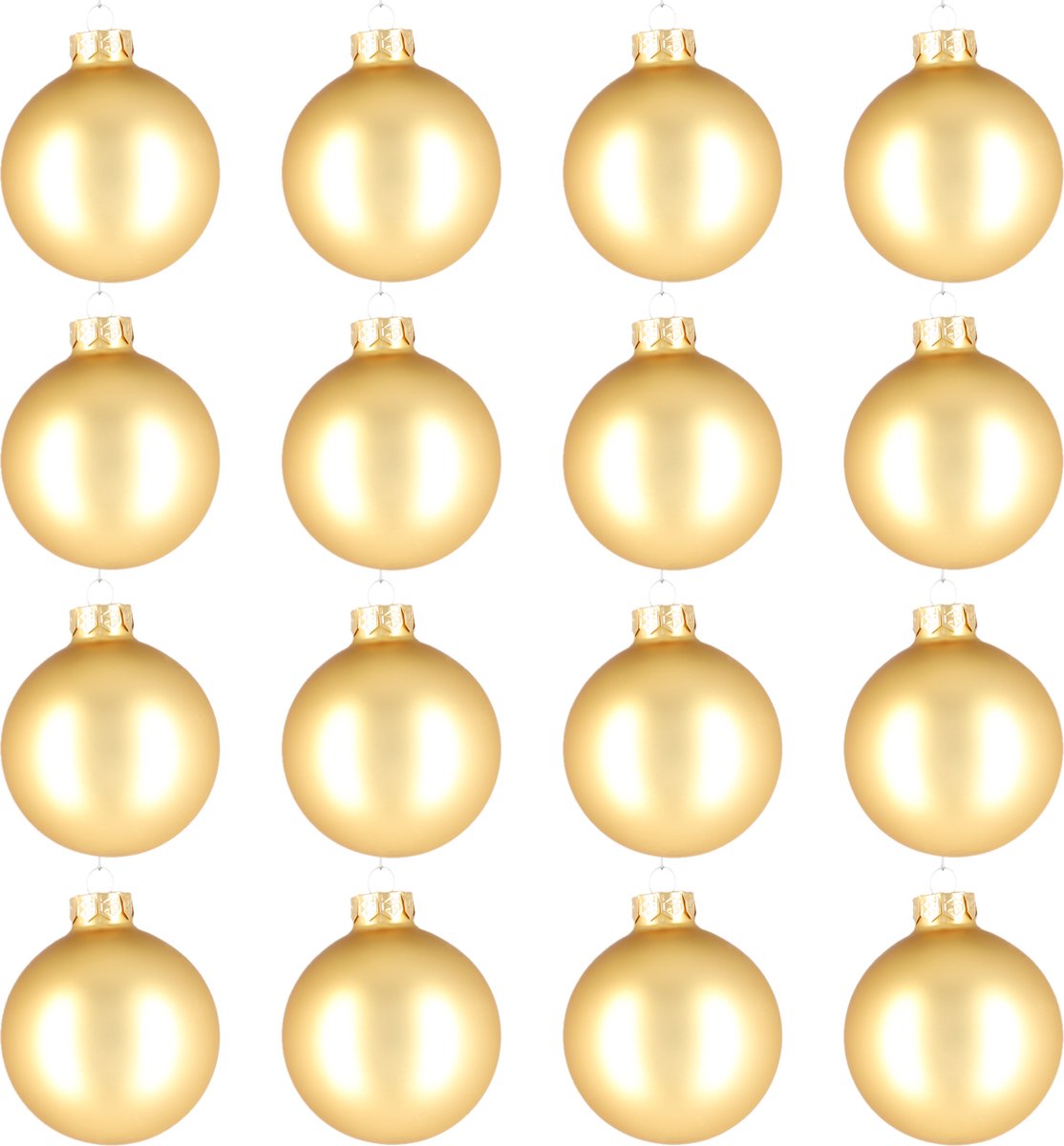 Glazen kerstballen - Set van 16 stuks/80mm - Luxe kerst decoratie - Sfeervolle kerstversiering voor in de kerstboom - Glas - Bright Gold Mat - Goud