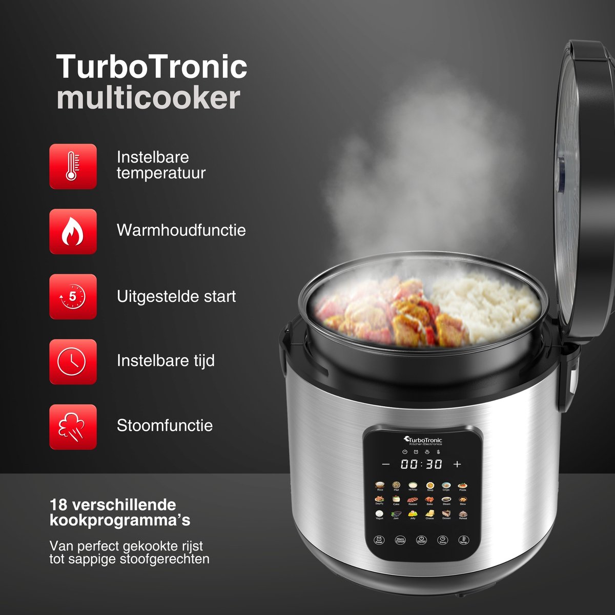 TurboTronic DMC18 Multicooker - RVS thumbnail 4